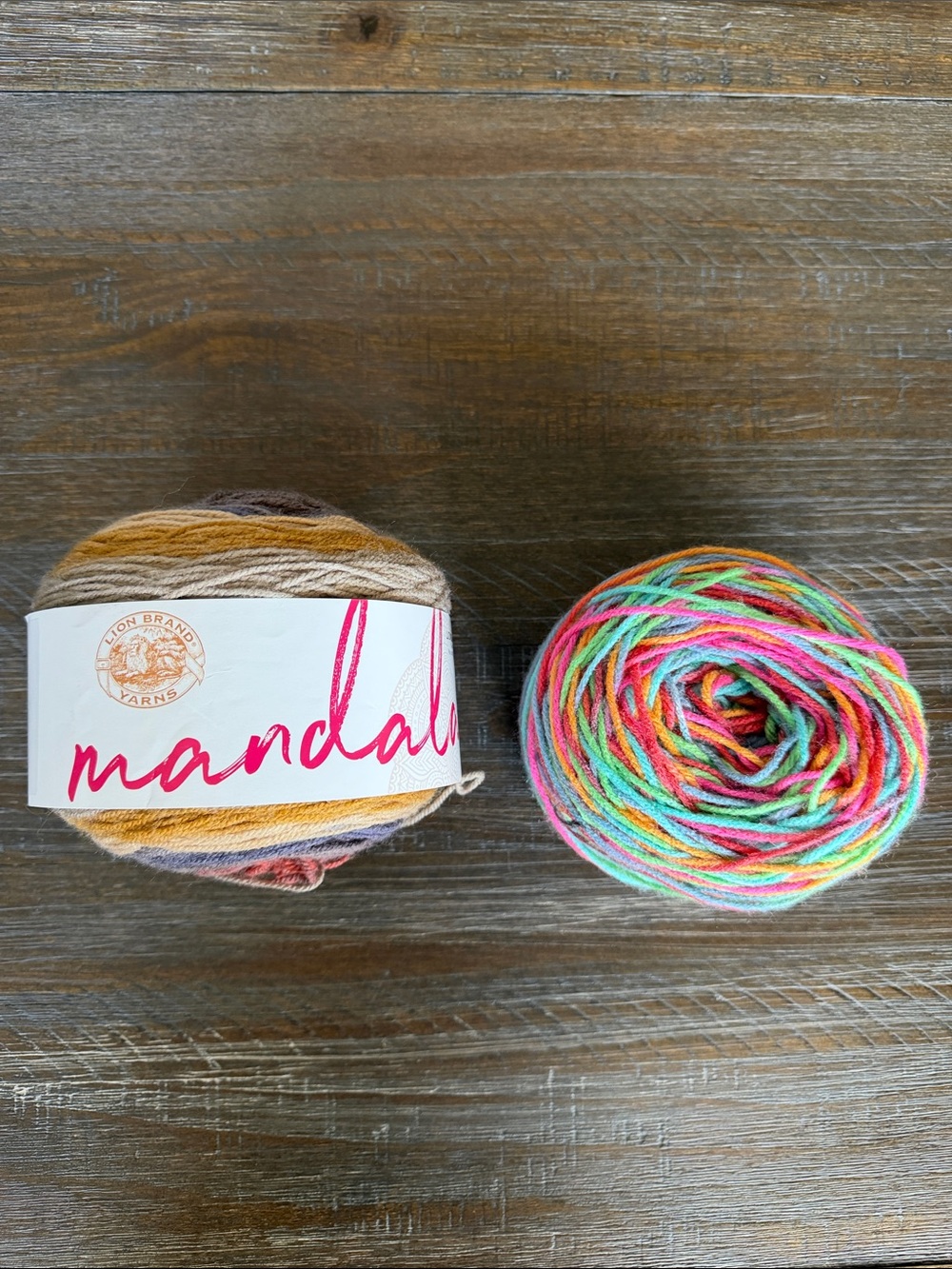 Lion Brand Mandala Gradient Yarn Cakes Set of 2 - Centaur + Bright Rainbow